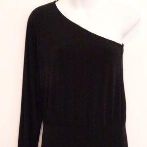 Rachel Zoe Black jersey One Shoulder Long Sleeve Dress XS NWT 495